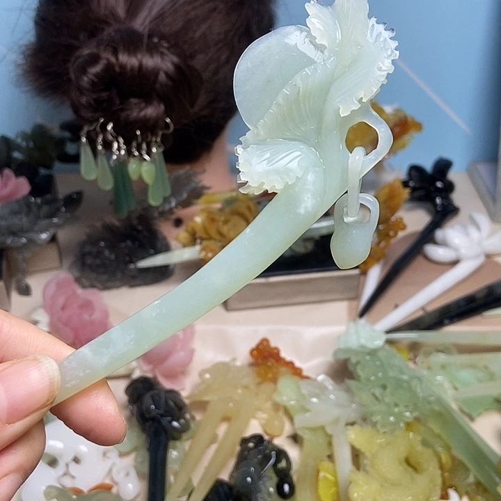 岫玉未镶嵌发簪发簪