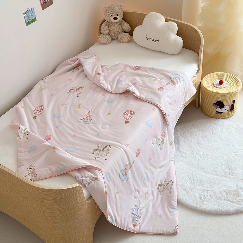 儿童针织棉凉感夏被大豆纤维空调被薄款幼儿园午睡被子软糯可水洗