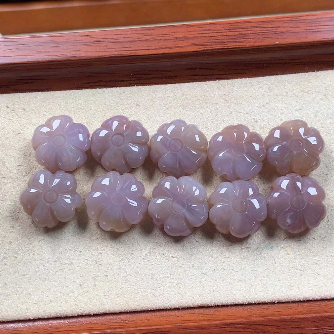 未镶嵌紫冰花漏100/组。22硅化珊瑚（珊瑚玉）