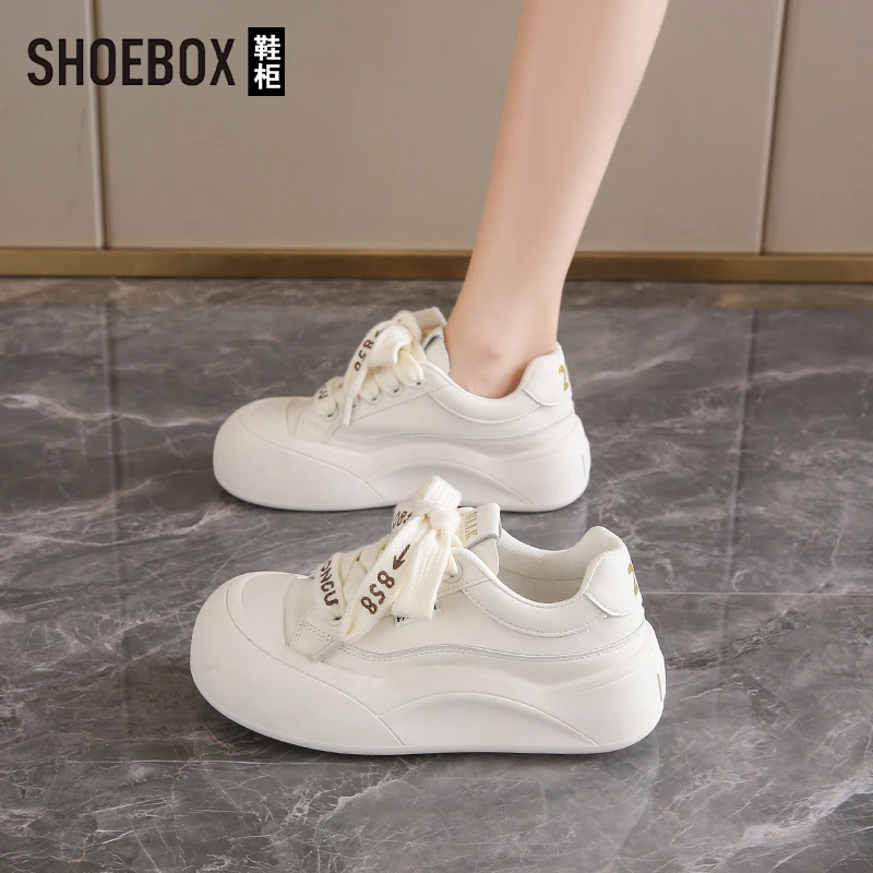 SHOEBOX鞋柜女鞋丑萌鞋女2025新款春季大头小白鞋厚底休闲板鞋