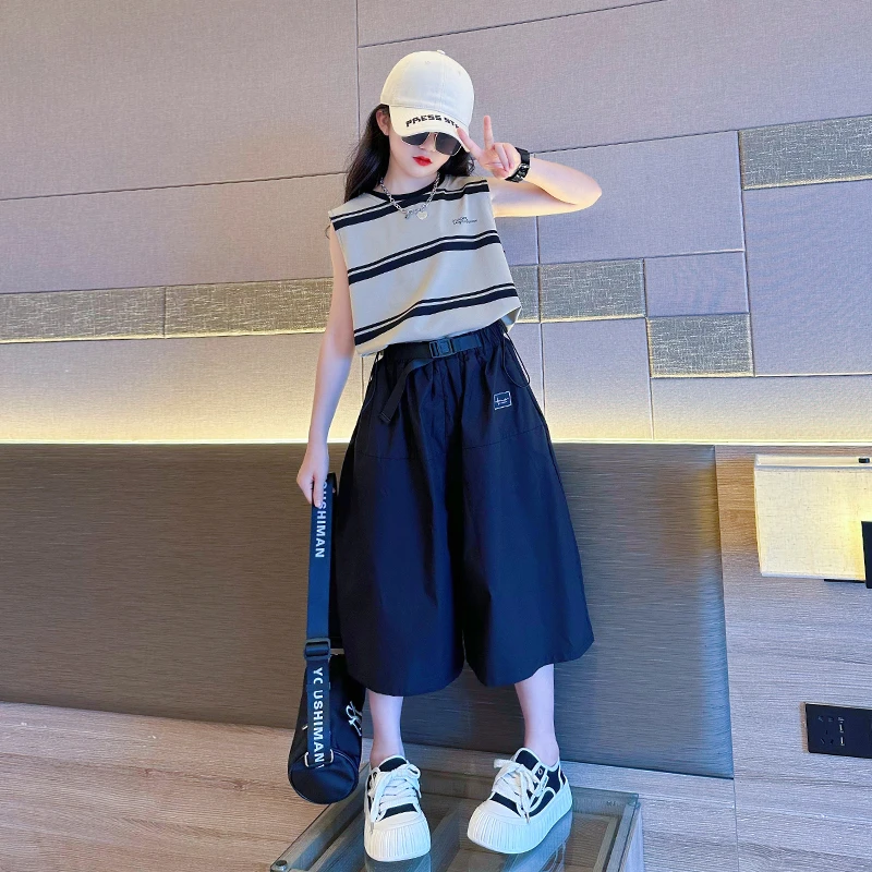 又酷又飒的女童装2025新款套装夏季大童女孩潮酷穿搭网红炸街夏装