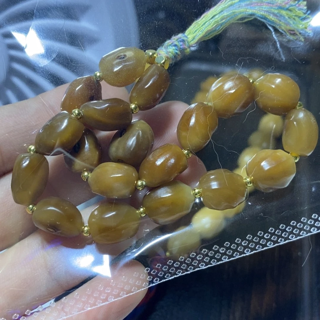 茶*龙脊菩提玉化料手串，手工干磨，卡12左右