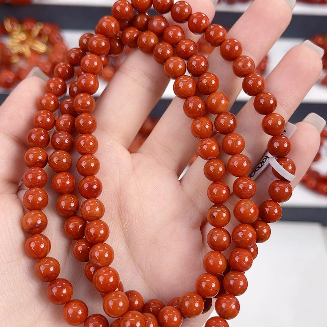 南红玛瑙未镶嵌瓦西柿子红满肉7mm多圈