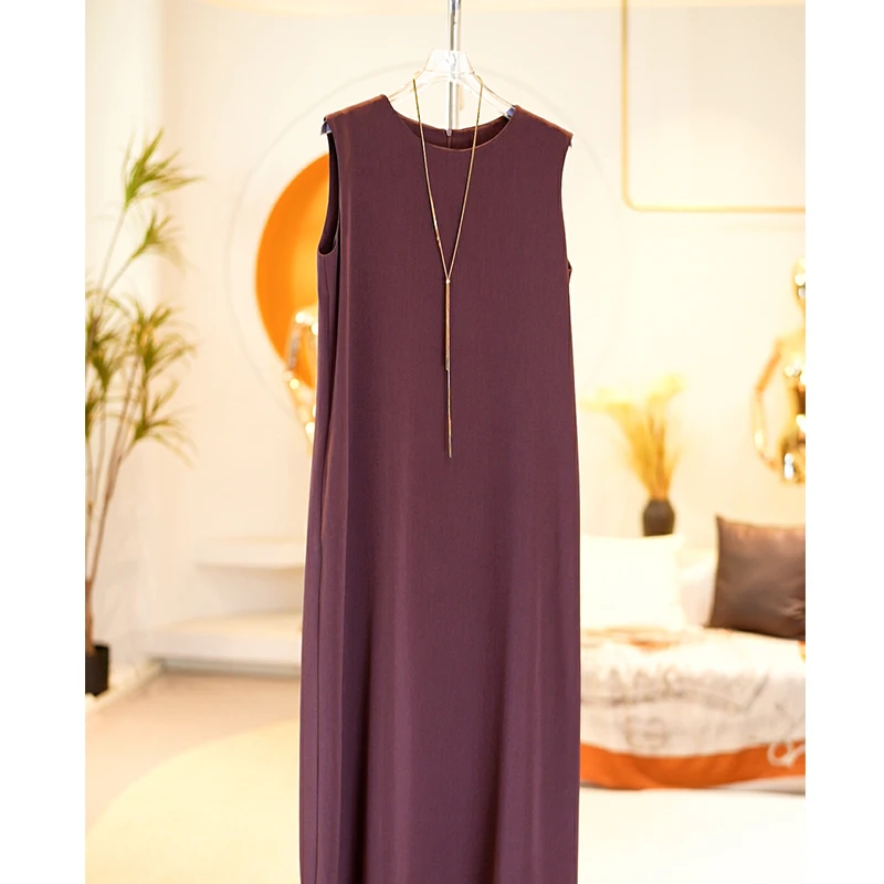 2025夏季新款女装无袖马夹气质长裙显瘦连衣裙G1CJ91G1882