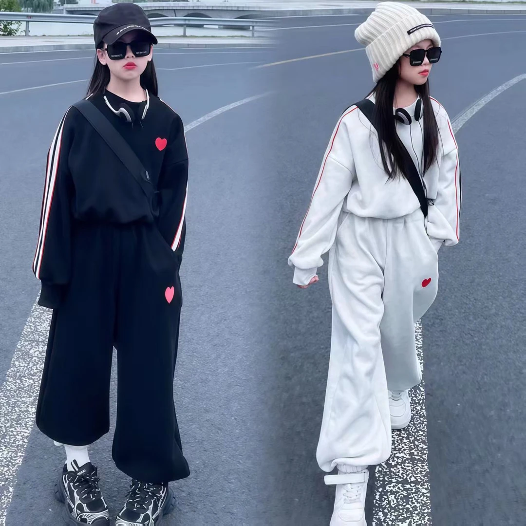 女童春秋冬套装2025新款儿童加绒卫衣冬季时髦大童洋气时髦潮童装