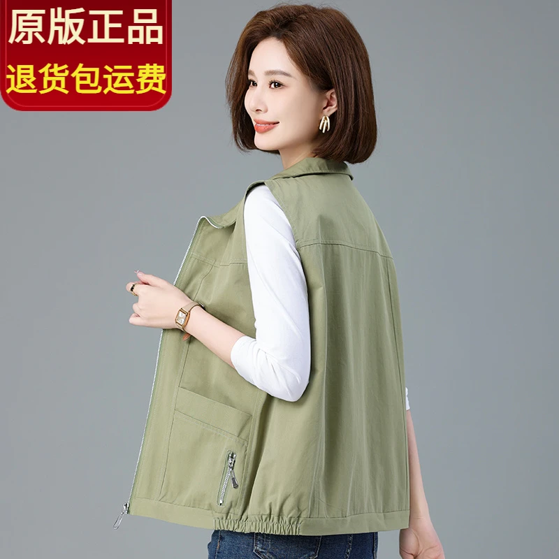 春秋纯棉马甲女2025新款外穿时尚洋气大码显瘦中老年妈妈背心坎肩