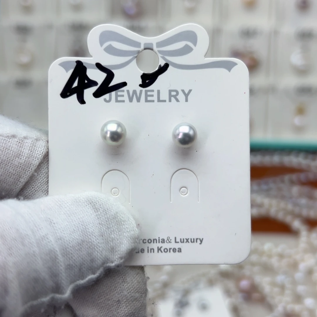 淡水珍珠耳钉银S925镶嵌晚*