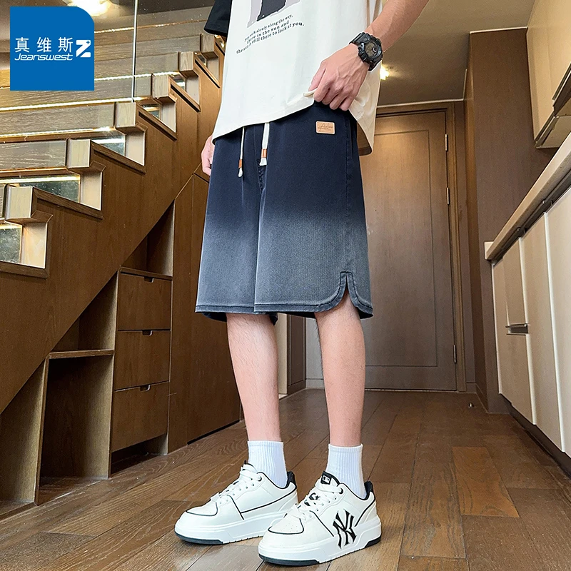 真维斯Z美式渐变牛仔短裤男款夏季宽松大码爆款2025新款五分裤男