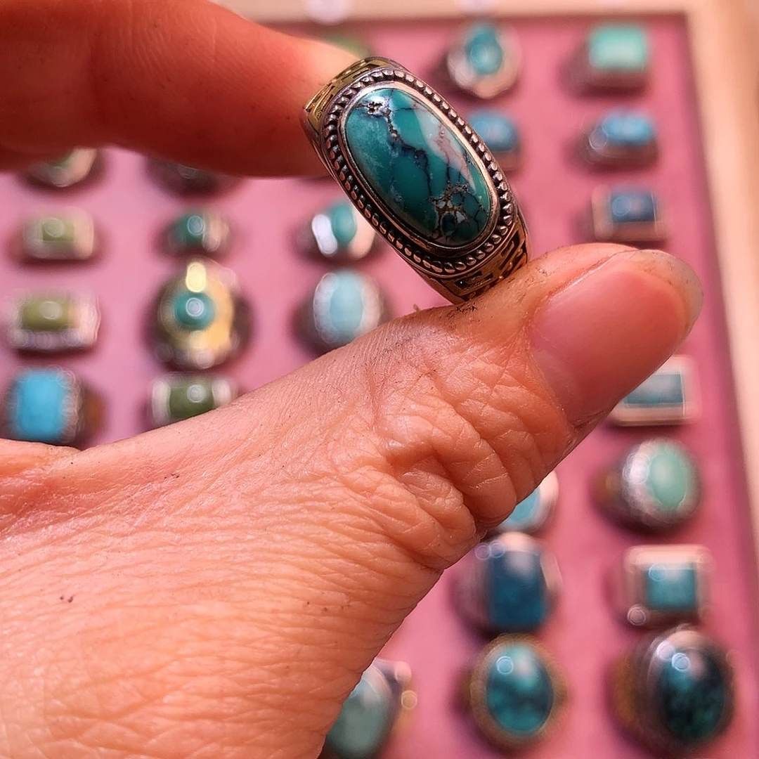 绿松石挂件银S925镶嵌