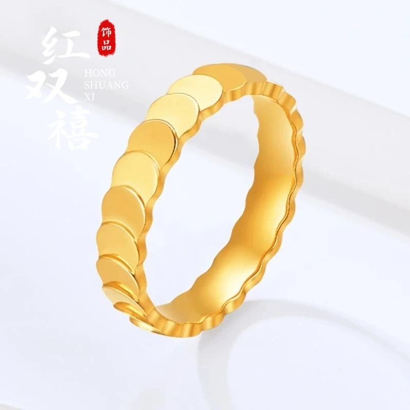 蜂巢鱼鳞戒指女时尚简约金店同款小众高级感百搭饰品