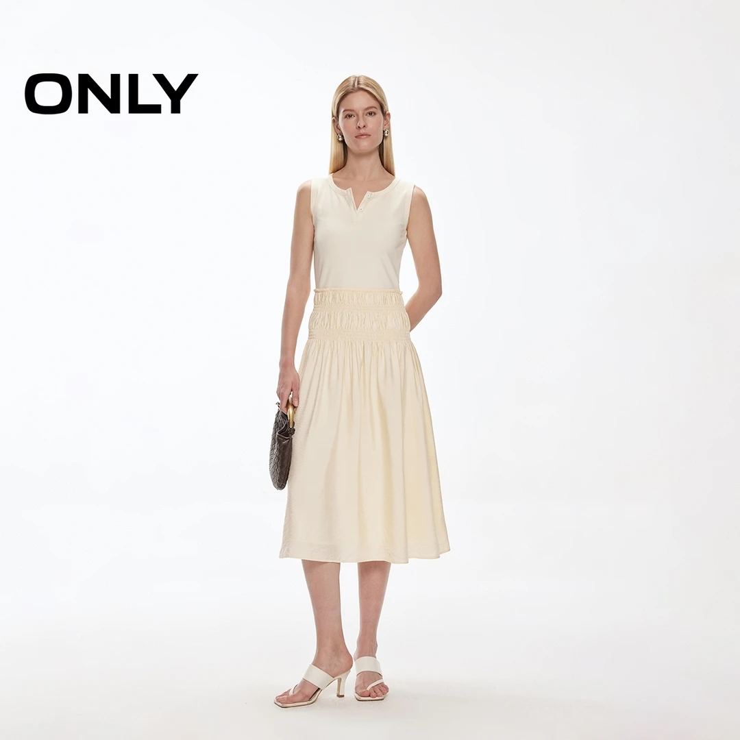 ONLY夏季无袖修身伞裙收腰显瘦长裙连衣裙女纯欲慵懒风|125107125
