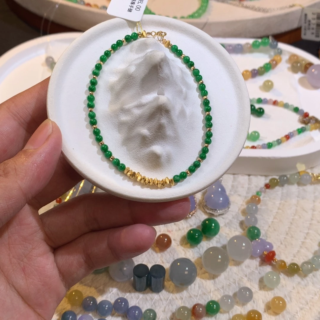 翡翠散珠辣绿色18DIY