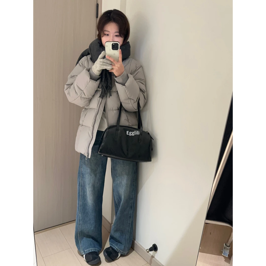 【假两件方块羽绒服】可拆帽新国标90白鸭绒