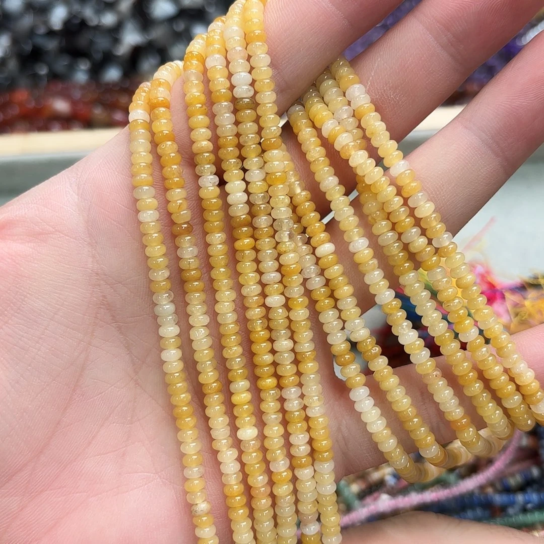 玛瑙/玉髓未镶嵌珠宝半成品2×4米黄玉算盘一条