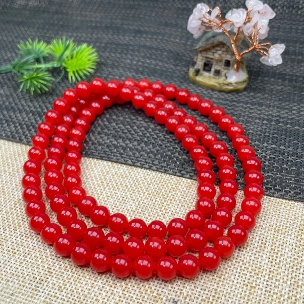 8mm典藏爆款轻奢风冰透樱桃红景天108颗多样性发一件 NH-255号