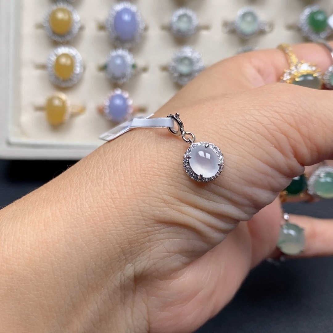 翡翠戒指银S925镶嵌戒指