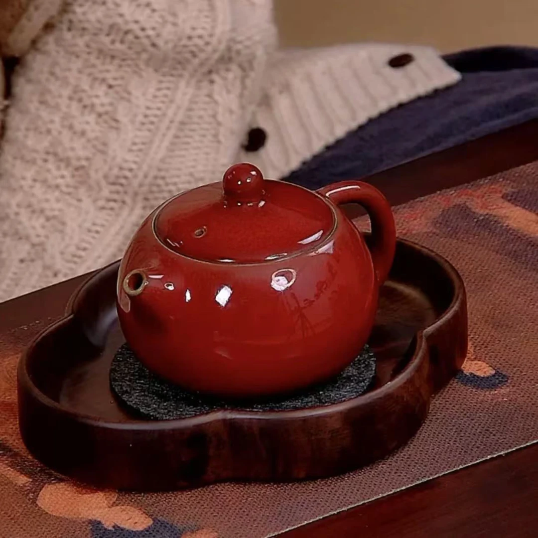 庄大师手作最美朗红故宫红铁胎陶泥结婚家用送礼西施泡茶壶