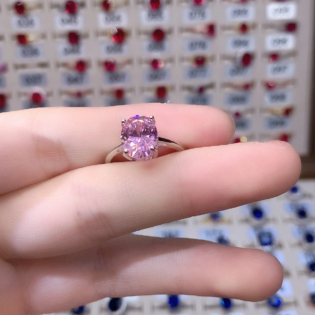 蓝宝石戒指银S925镶嵌银色810