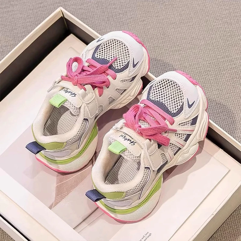 巴拉童年优选女童夏季运动鞋2025新款儿童网鞋透气网面老爹鞋休闲