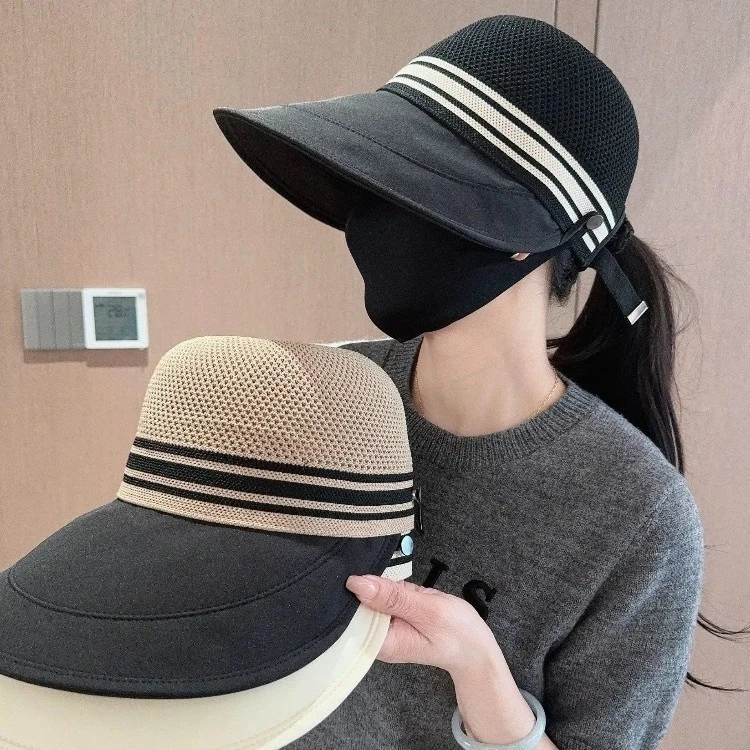 女士遮阳防晒帽大帽檐速干透气遮阳帽春夏编织防紫外线夏季渔夫帽