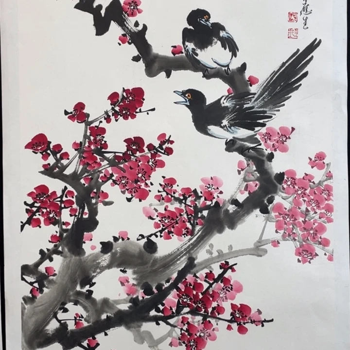 国画四尺三开作品