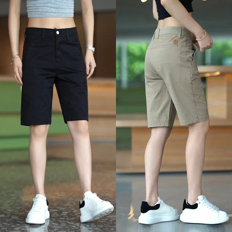 商务纯棉休闲短裤男士2025夏季薄款宽松五分裤百搭潮流直筒中裤子