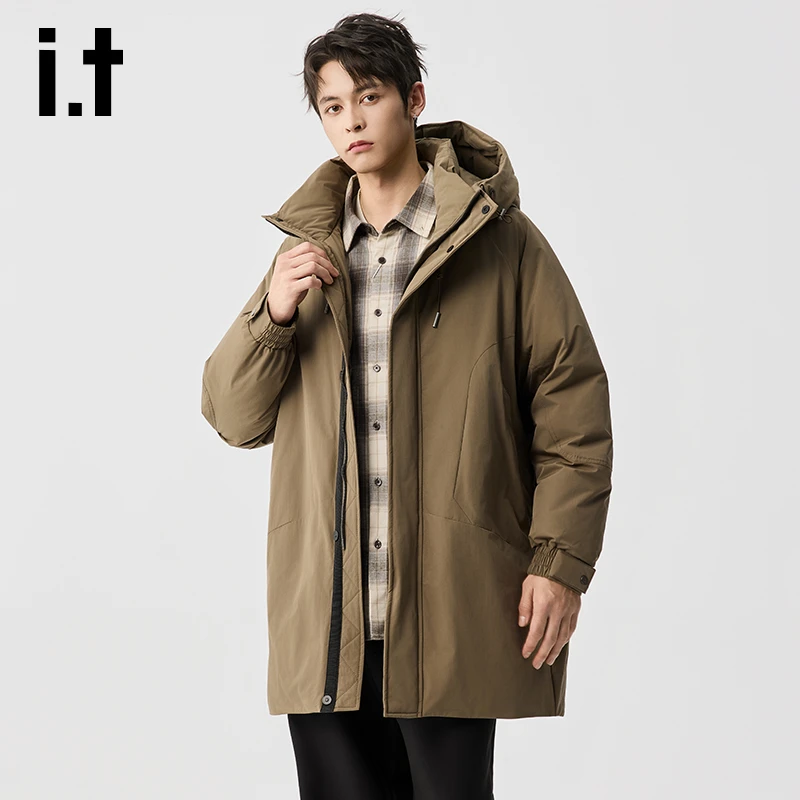 T.FIVECM（双折叠）男士冬季新款连帽白鸭绒保暖重工羽绒服