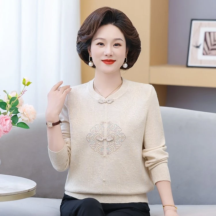 【云裳】8029新款毛针织衫时尚宽松显瘦洋气百搭打底衫中老年妈妈装