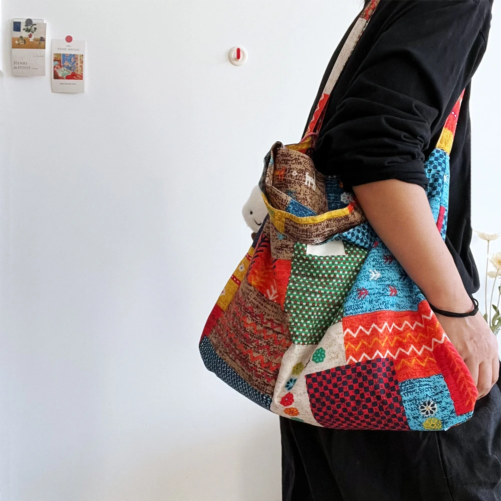 春夏新款民族风拼布包波西米亚风情单肩包大容量斜挎包多用途女包