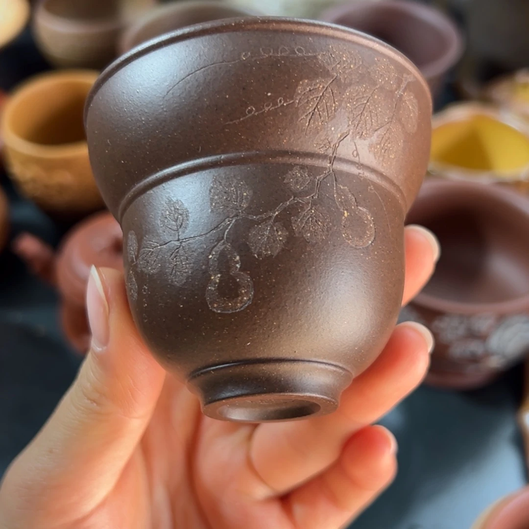 茶杯紫砂紫泥福禄