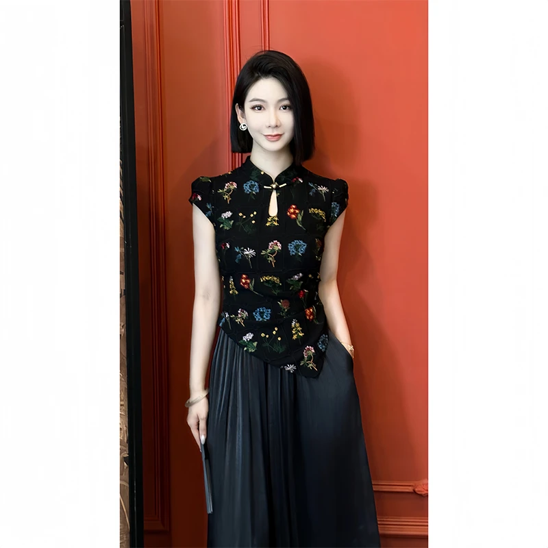 格娜【十全十美】新中式绣花小众高级感显瘦夏季新款气质国风女上衣