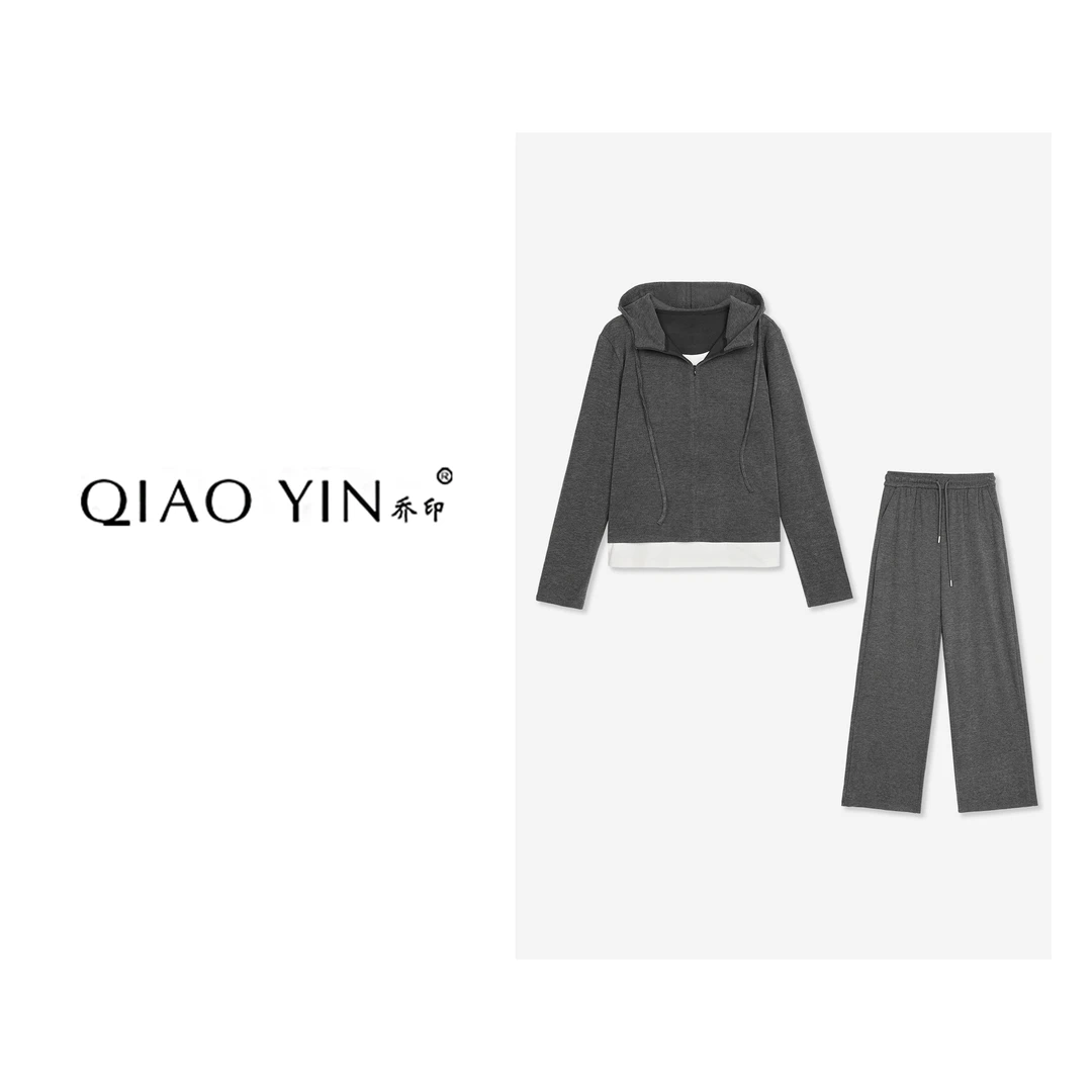 QIAO YIN"套装“时尚设计套装慵懒风运动休闲风短款QY28336