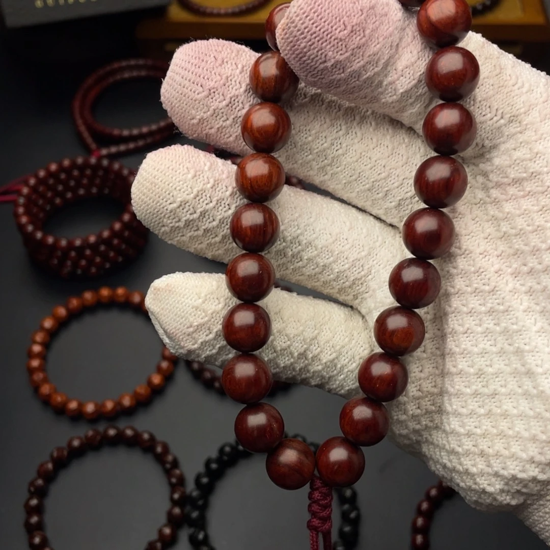 唉***？小叶紫檀手串/手链泥料鳞底1.2圆珠无胶膜