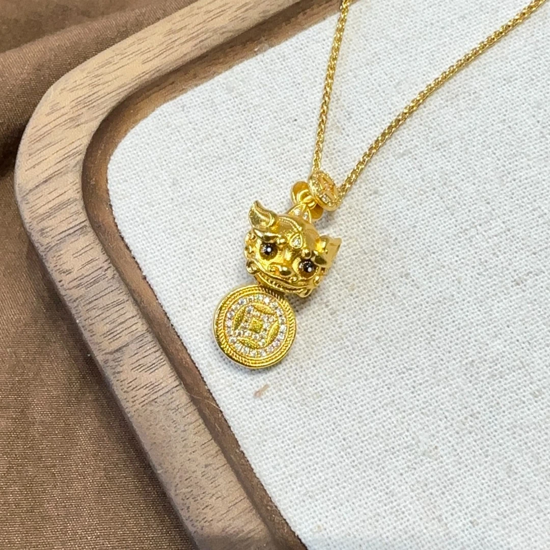 铜合金项链 Q25025.铜合金中式小貔貅项链时尚气质精致