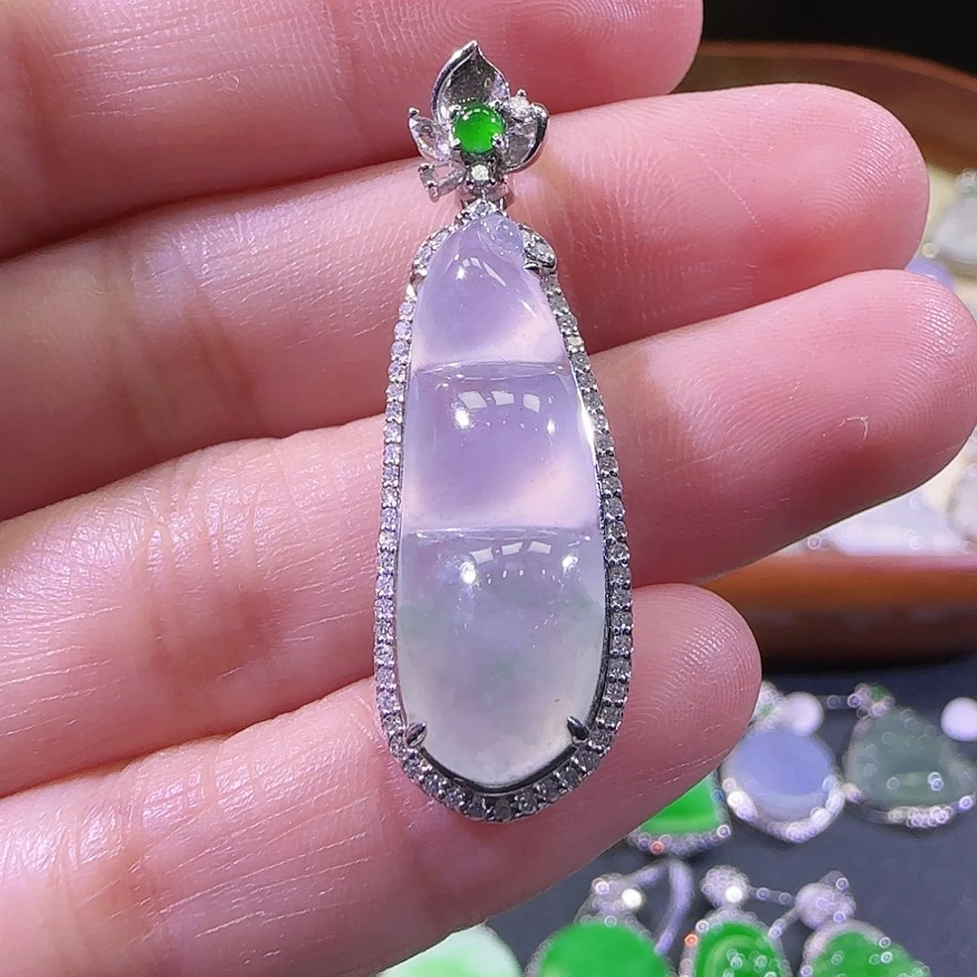 翡翠18K金镶嵌吊坠(不含链)