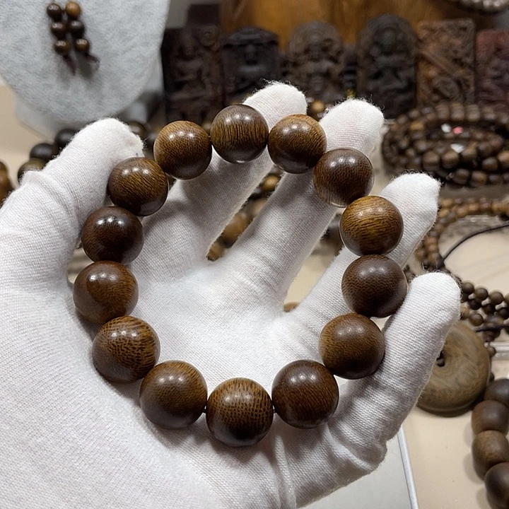 龙***圈手串沉香越南芽庄白棋楠