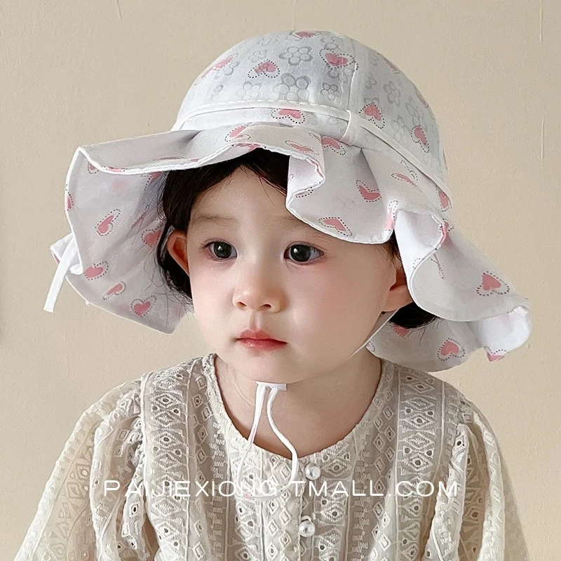 【林姐生活】春夏季薄款女孩渔夫帽婴幼儿外出公主风女童大帽檐