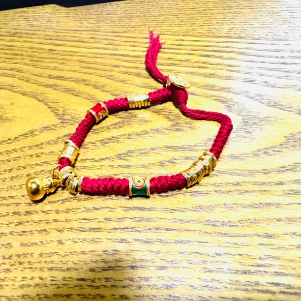 合金手链 福禄、平安喜乐手工红色编绳/2870