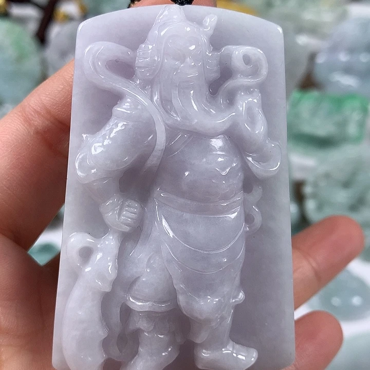 翡翠未镶嵌颈饰立体关二爷福利卡厚13+