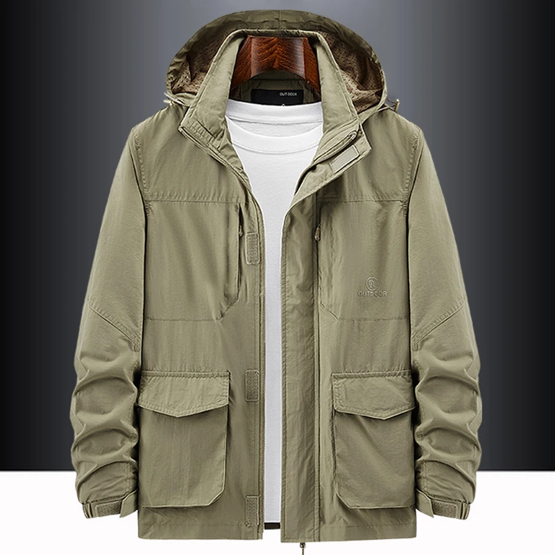 茵特拿蒂男士早春衣服夹克上衣男春秋款休闲外套中长款冲锋衣外衣