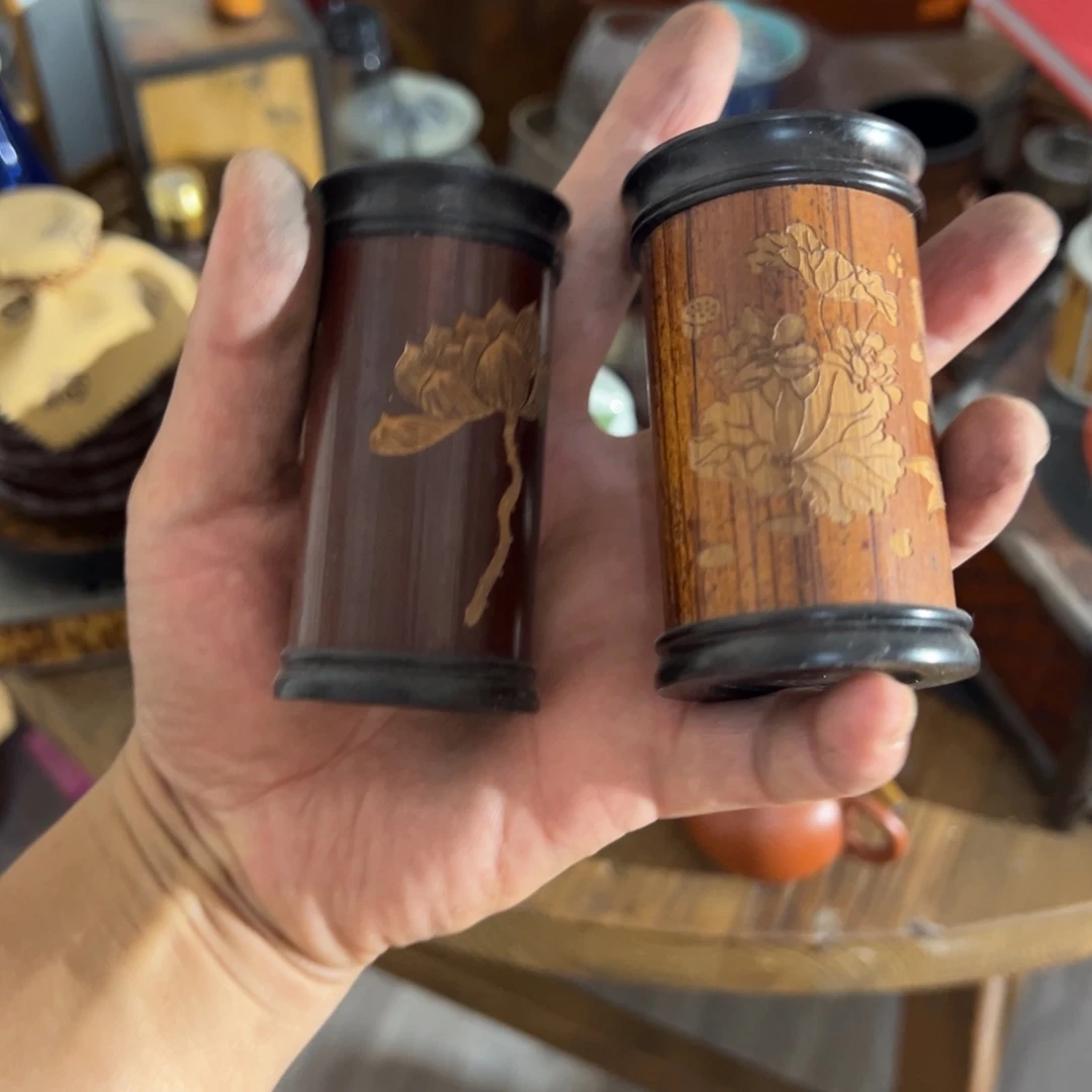 琉璃手工艺品老梅竹茶叶罐两个一套