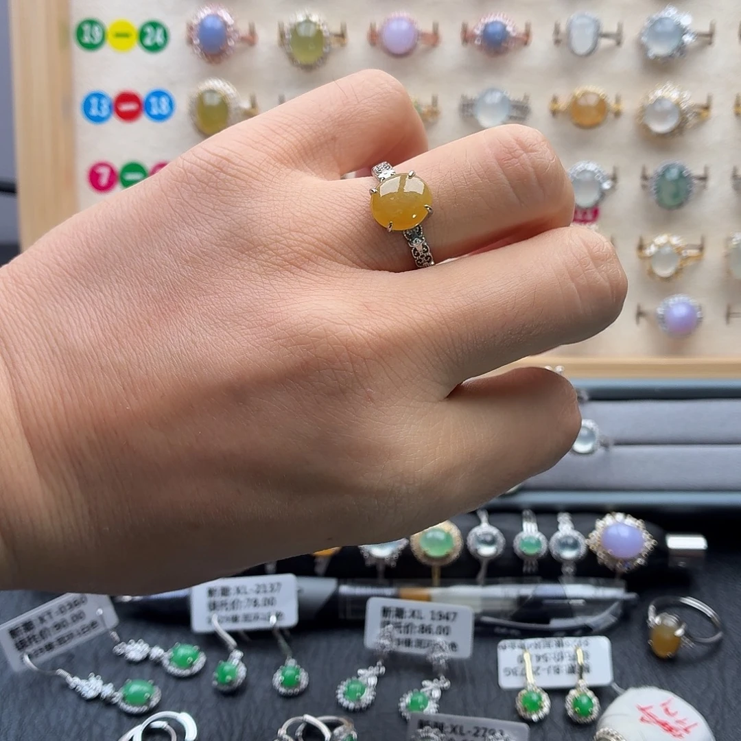 翡翠银S925镶嵌戒指