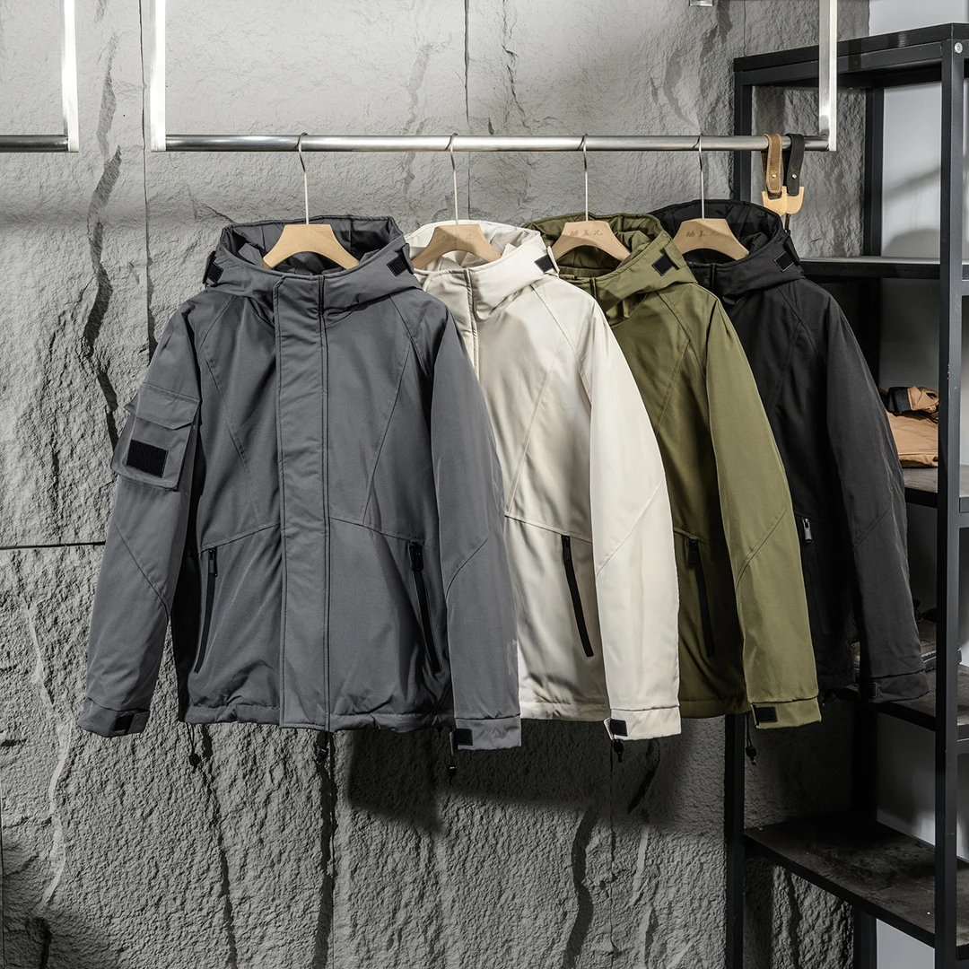 战术机能风秋冬男士高端户外防风雨无缝压胶保暖连帽羽绒服