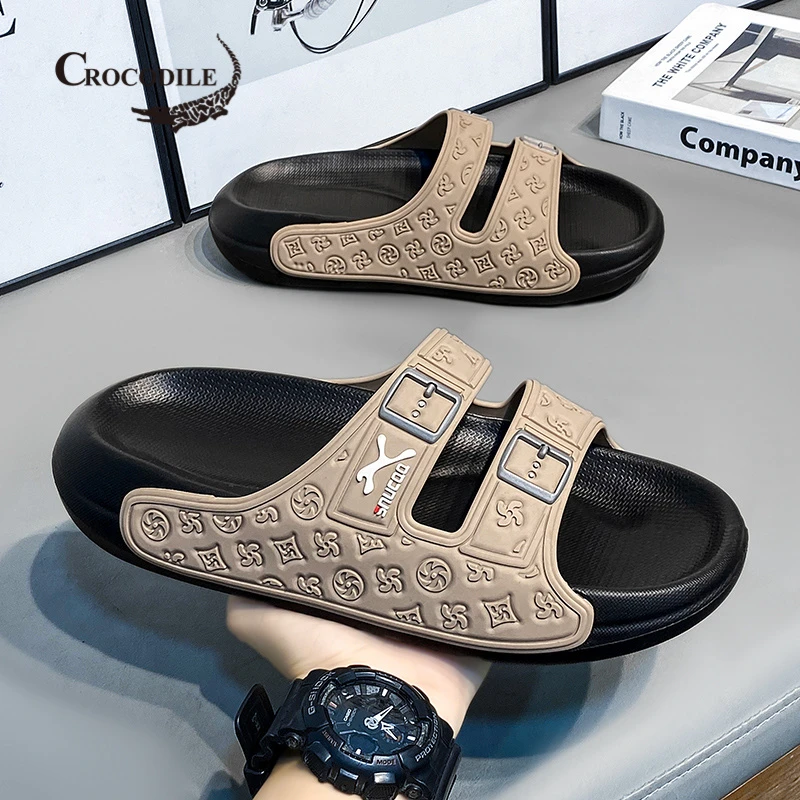 鳄鱼恤潮牌拖鞋男款夏季外穿防滑网红大码居家凉拖休闲厚底踩屎感