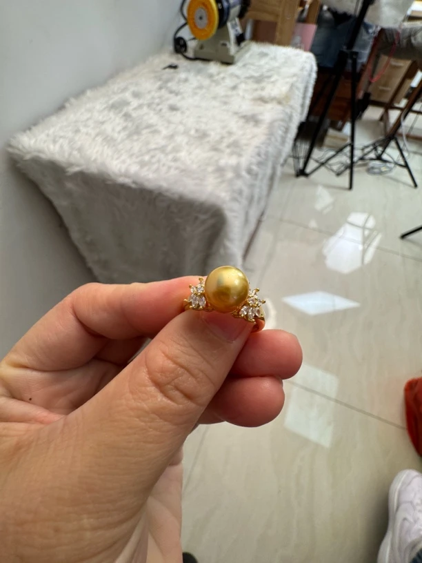 南洋金珠戒指海水珍珠戒指