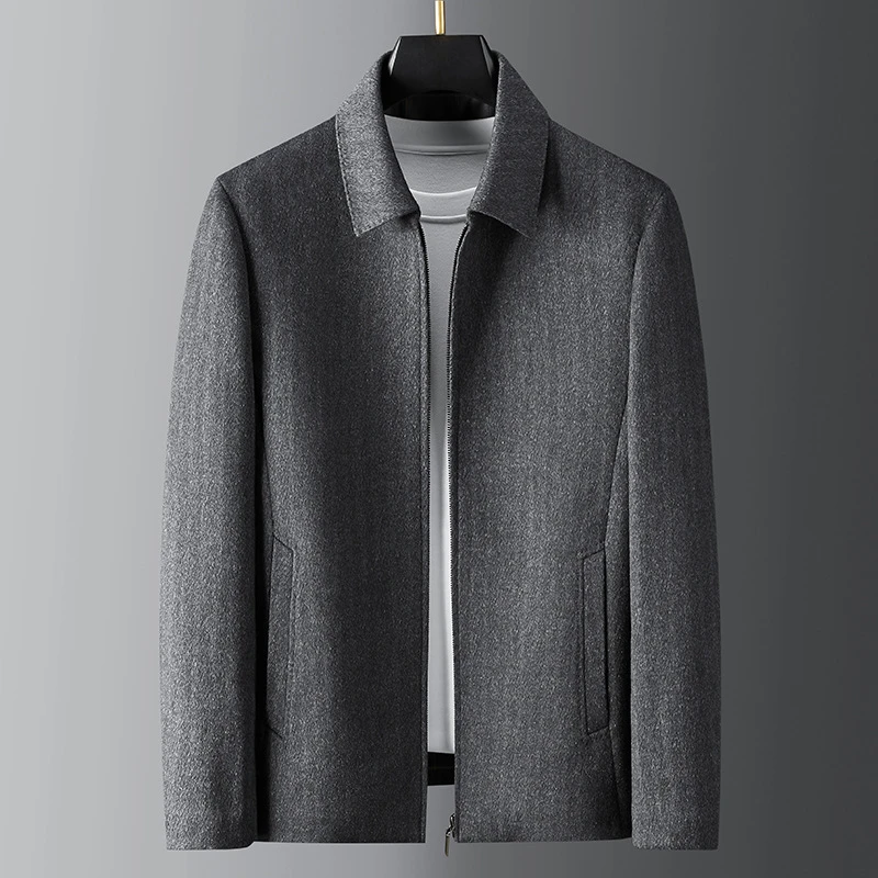 纪诗哲秋冬季保暖翻领夹克男士短款商务休闲百搭大衣中年上衣外套
