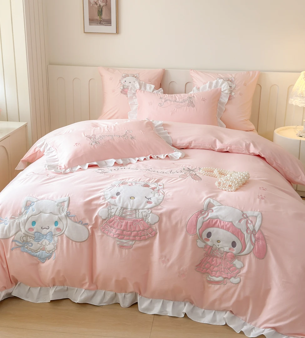 【棉库家纺 x @三丽鸥】芭蕾精灵 全棉100%纯棉绣花三四件套