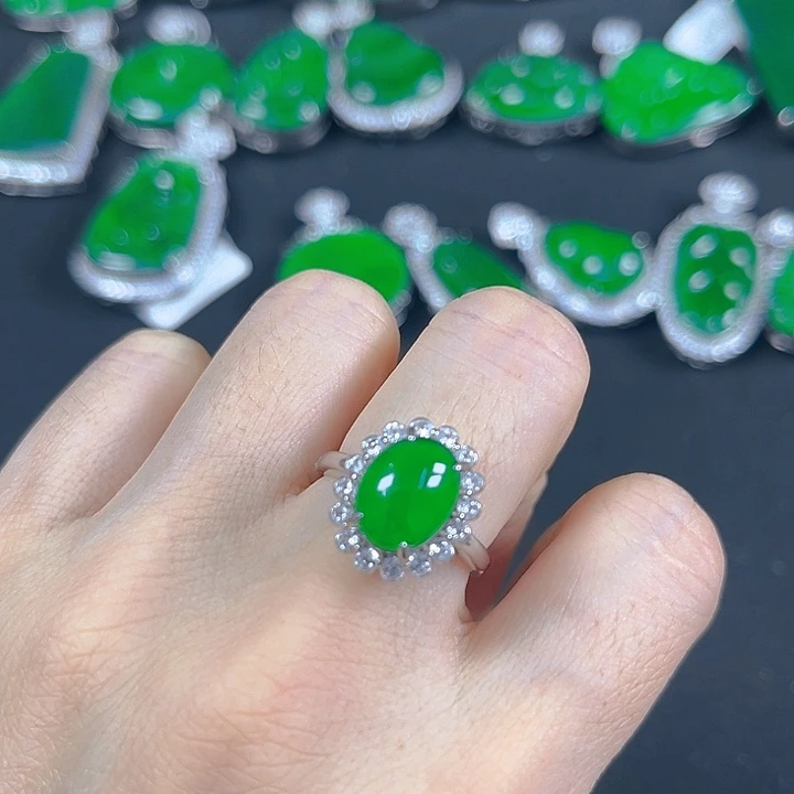 翡翠银S925镶嵌吊坠(不含链)