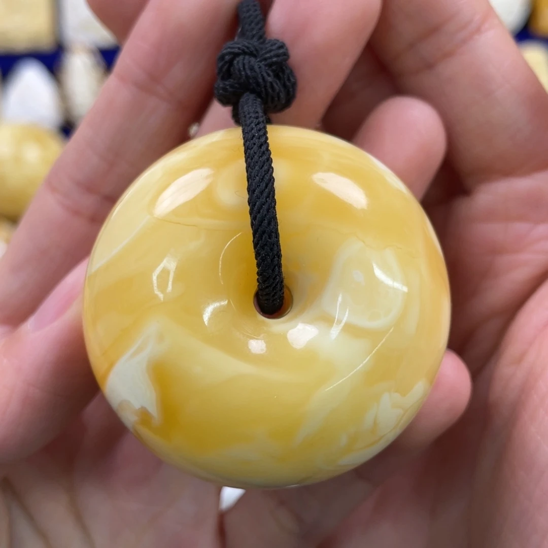 蜜蜡裸石未镶嵌琥珀蜜蜡平安扣吊坠