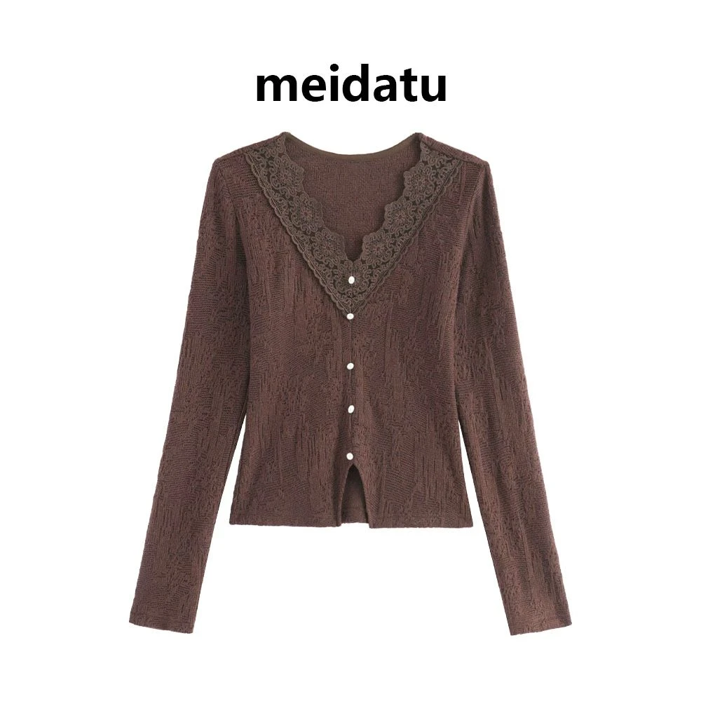 美哒兔（破价款）气质镂空勾花长袖CK2566-5